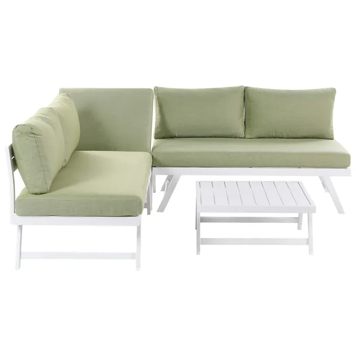 Garden Corner Sofa with Table 5 Seater COCCORINO Metal Green