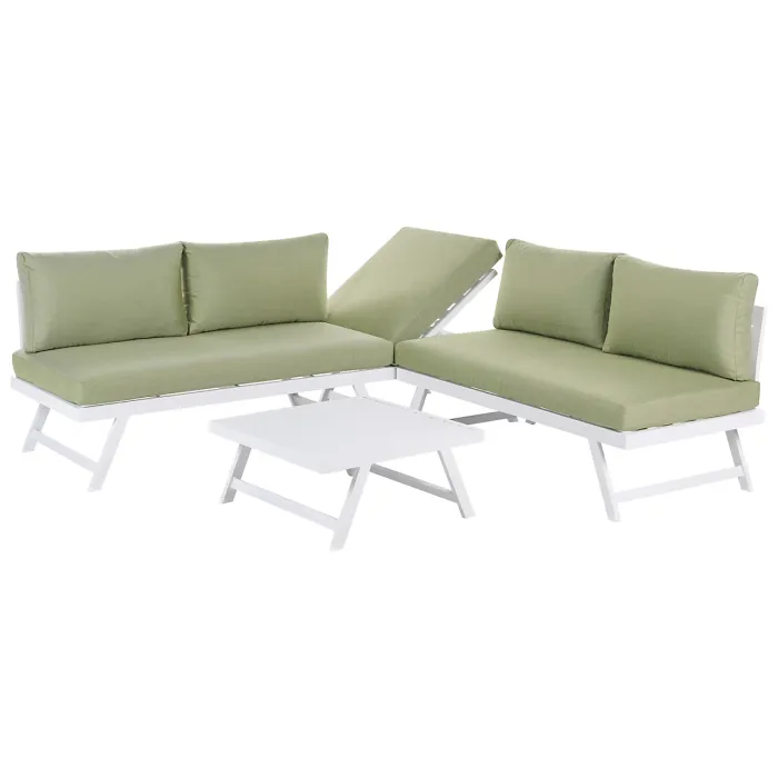Garden Corner Sofa with Table 5 Seater COCCORINO Metal Green