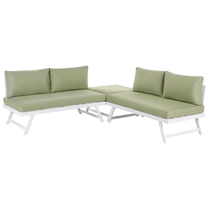 Garden Corner Sofa with Table 5 Seater COCCORINO Metal Green