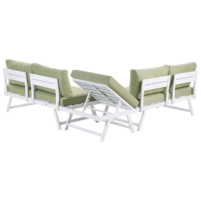 Garden Corner Sofa with Table 5 Seater COCCORINO Metal Green