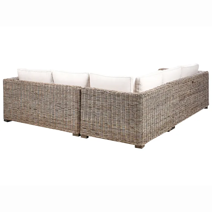 Garden Corner Sofa with Ottoman 5 Seater RINELLA Rattan Grey