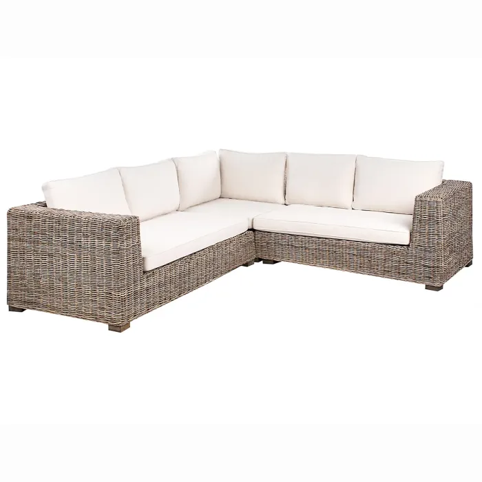 Garden Corner Sofa with Ottoman 5 Seater RINELLA Rattan Grey