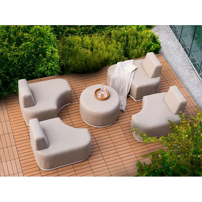 Garden Lounge Set with Table 4 Seater FABRO Fabric Beige