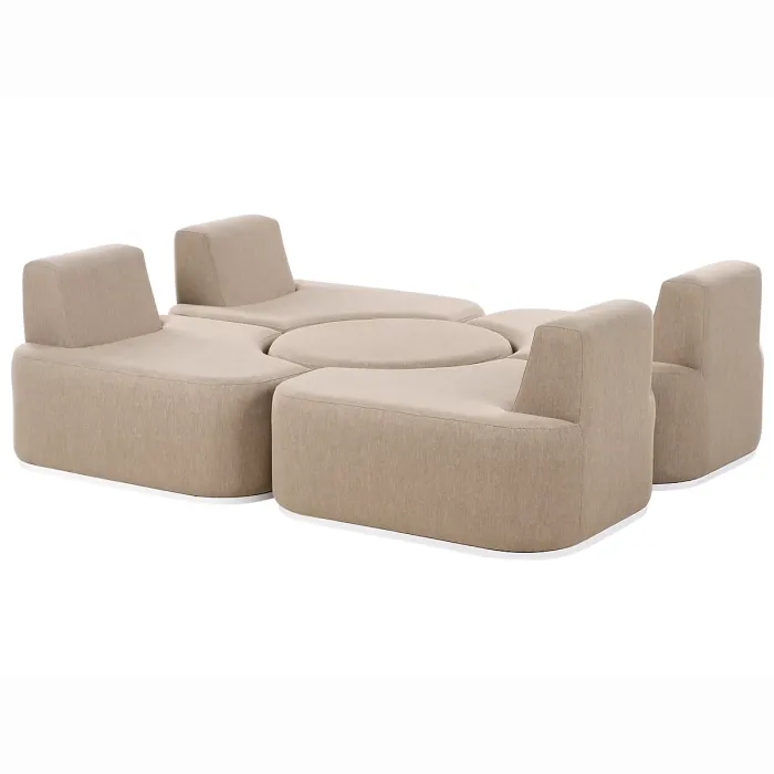 Garden Lounge Set with Table 4 Seater FABRO Fabric Beige