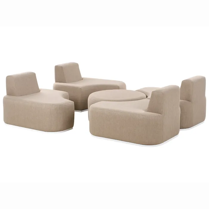 Garden Lounge Set with Table 4 Seater FABRO Fabric Beige