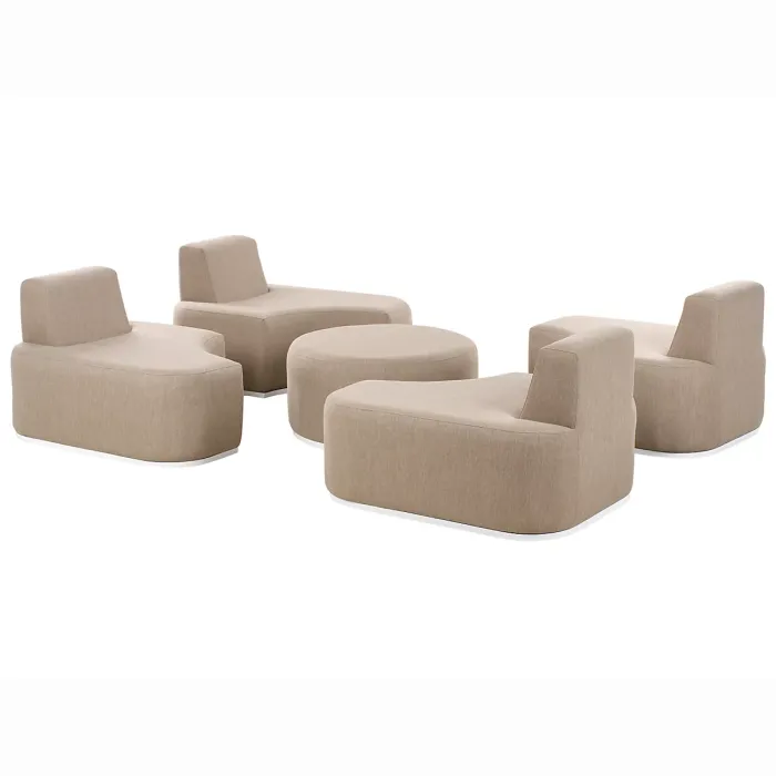 Garden Lounge Set with Table 4 Seater FABRO Fabric Beige