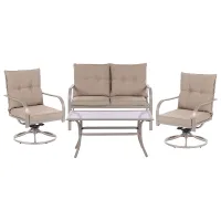 Garden Lounge Set with Table 4 Seater MESTRINO Metal Beige