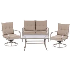 Garden Lounge Set with Table 4 Seater MESTRINO Metal Beige