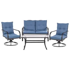 Garden Lounge Set with Table 4 Seater MESTRINO Metal Blue