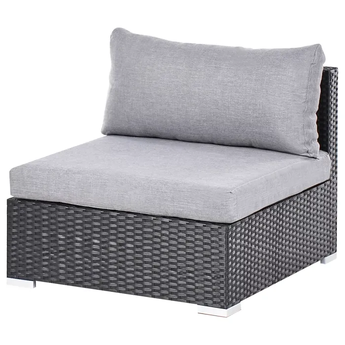 Garden Corner Sofa with Table 4 Seater SANO Left Hand PE Rattan Black