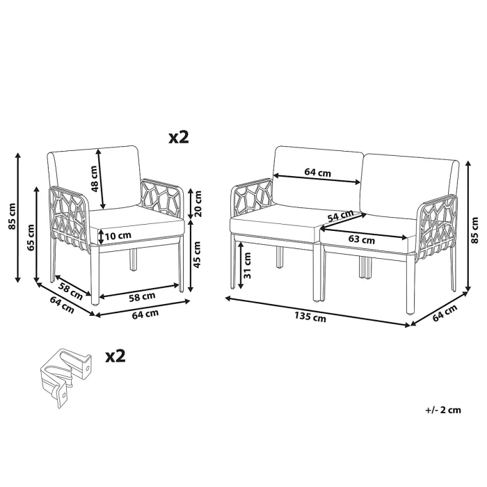 Garden Sofa Set 4 Seater ERICHE Dark Grey