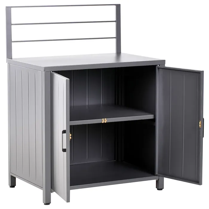 4 Piece Outdoor Kitchen Set with Sink VIGGIANO Metal Grey