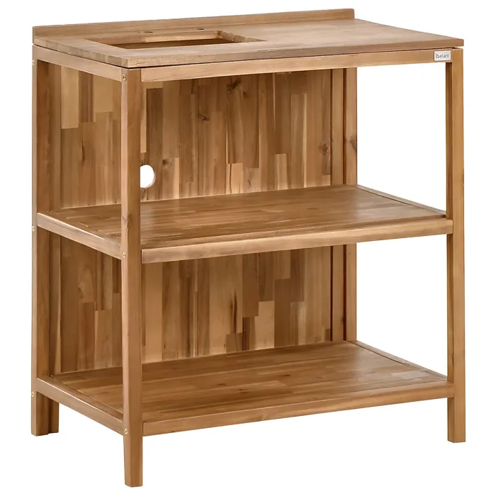 Outdoor Kitchen Island with Sink VENOSA Acacia Wood Brown/ Black Brown