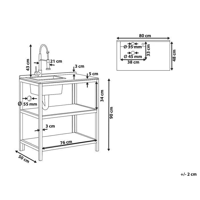 Outdoor Kitchen Island with Sink VENOSA Acacia Wood Brown/ Silver