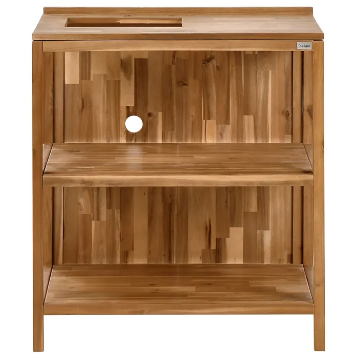 Outdoor Kitchen Island with Sink VENOSA Acacia Wood Brown/ Silver