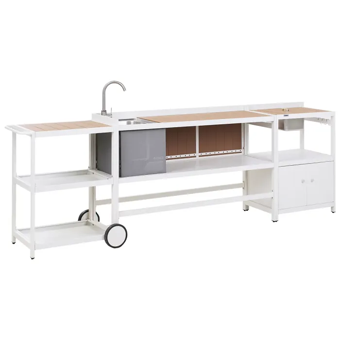 3 Piece Outdoor Kitchen Set with Sink ORTISEI Metal White