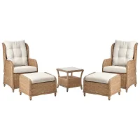 Garden Lounge Set with Table and Ottoman 2 Seater PONZA PE Rattan Brown
