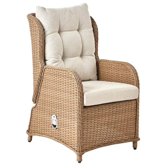 Garden Lounge Set with Table and Ottoman 2 Seater PONZA PE Rattan Brown