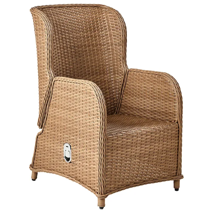 Garden Lounge Set with Table and Ottoman 2 Seater PONZA PE Rattan Brown