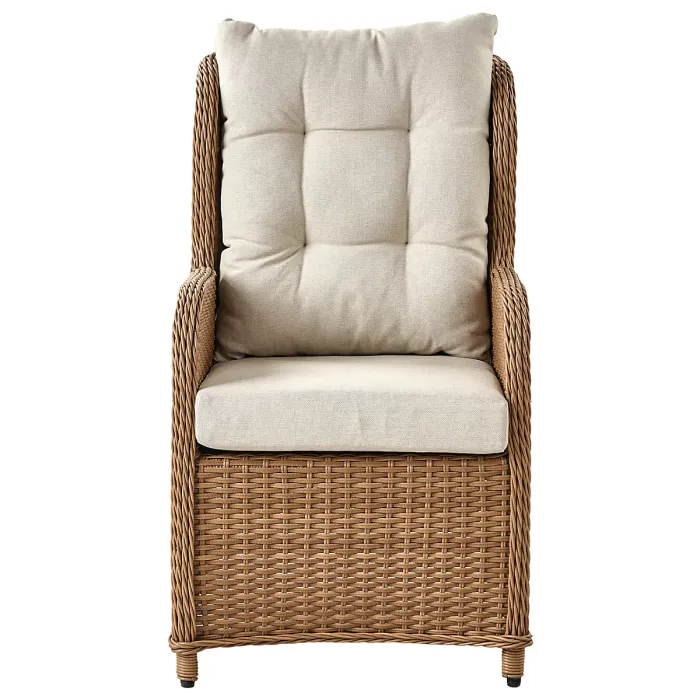 Garden Lounge Set with Table and Ottoman 2 Seater PONZA PE Rattan Brown