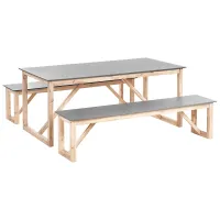 Garden Dining Set with Benches NOTTERI Concrete Grey