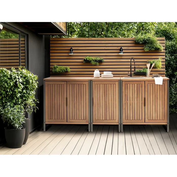 Outdoor Kitchen Cabinet IVREA Certified Acacia Wood Brown