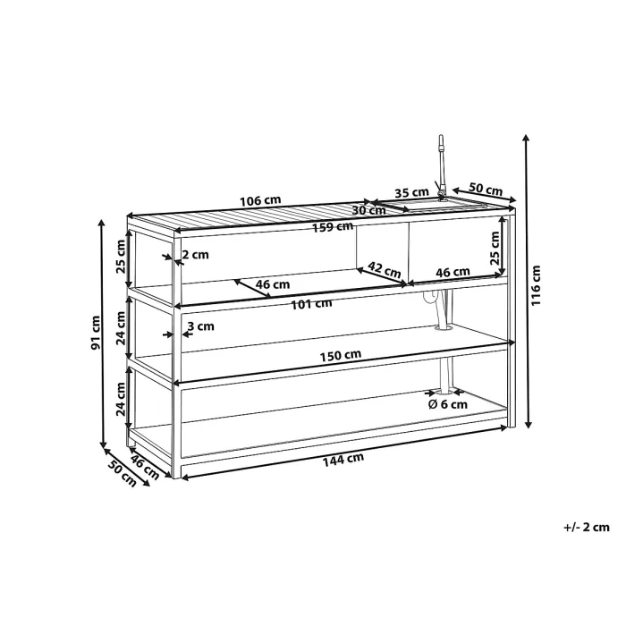 Outdoor Kitchen Island with Sink AVETRANA Metal Brown/ White