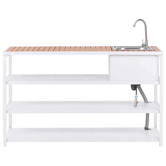 Outdoor Kitchen Island with Sink AVETRANA Metal Brown/ White