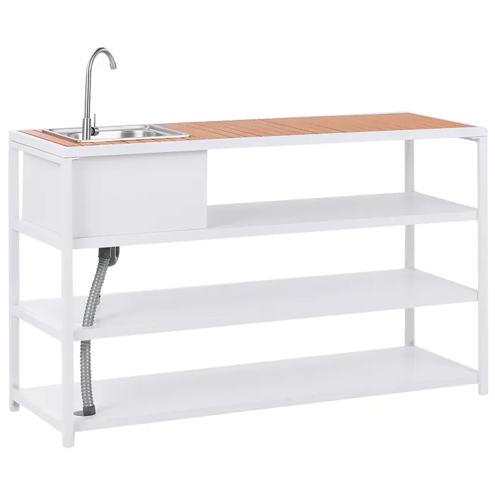 Outdoor Kitchen Island with Sink AVETRANA Metal Brown/ White