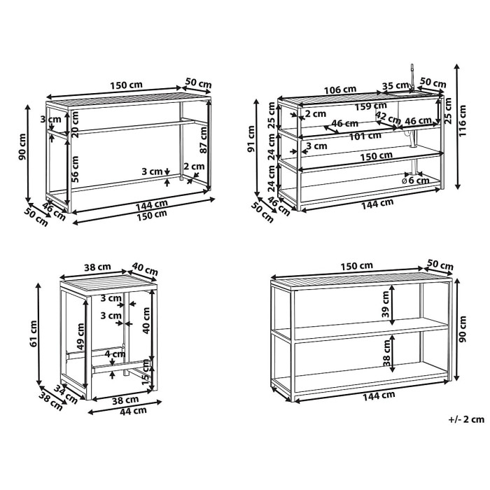 Outdoor Kitchen Set with Sink AVETRANA Metal Brown/ White