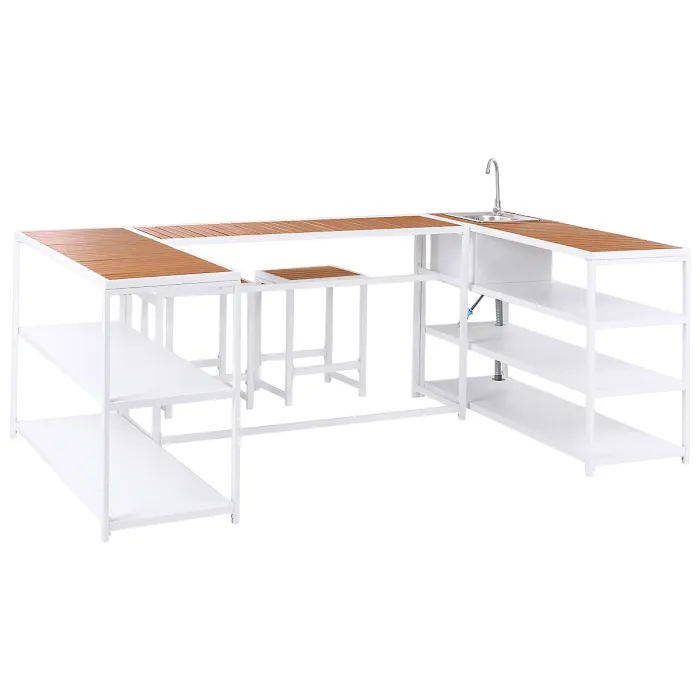 Outdoor Kitchen Set with Sink AVETRANA Metal Brown/ White