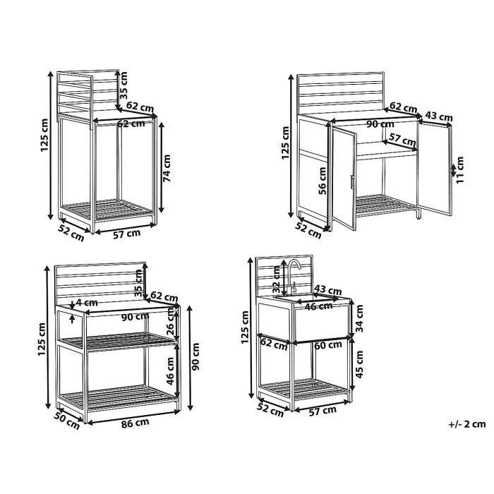 4 Piece Outdoor Kitchen Set with Sink MIRADOR PE Rattan Grey