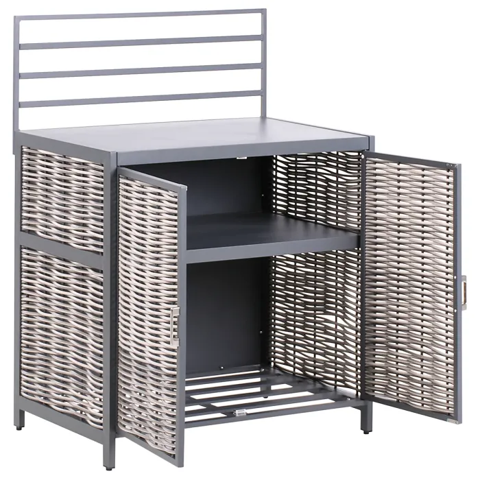 4 Piece Outdoor Kitchen Set with Sink MIRADOR PE Rattan Grey