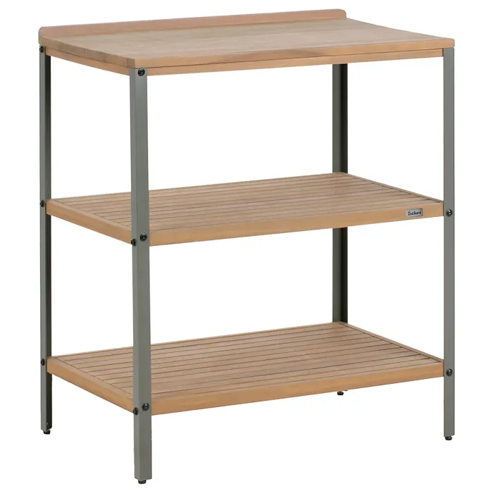 3 Piece Outdoor Kitchen Set with Sink IVREA Certified Acacia Wood Brown/ Black