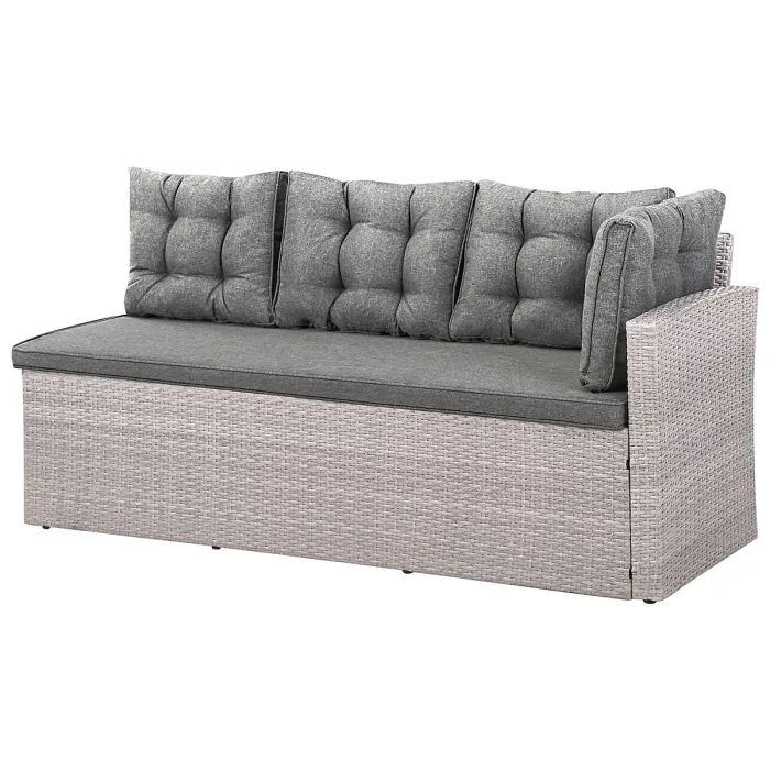 8 Seater PE Rattan Garden Corner Sofa with Bench Grey VITERBO