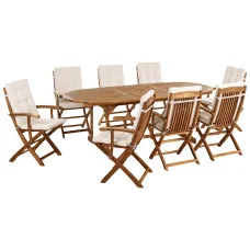 Garden Dining Set 8 Seater MAUI PREMIUM Acacia Wood Light Beige