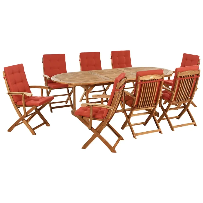 Garden Dining Set 8 Seater MAUI PREMIUM Acacia Wood Red