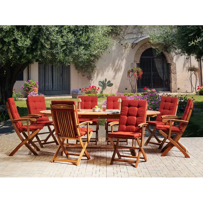 Garden Dining Set 8 Seater MAUI PREMIUM Acacia Wood Red