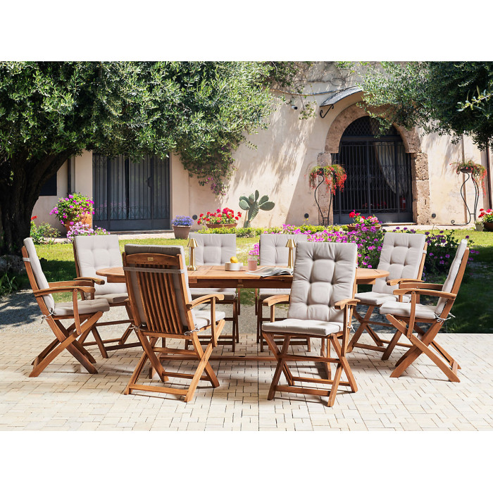 Garden Dining Set 8 Seater MAUI PREMIUM Acacia Wood Taupe