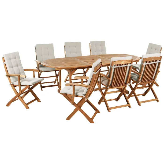 Garden Dining Set 8 Seater MAUI PREMIUM Acacia Wood Taupe