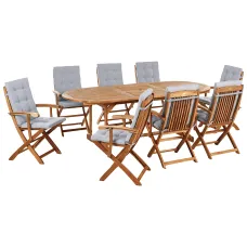Garden Dining Set 8 Seater MAUI PREMIUM Acacia Wood Light Grey