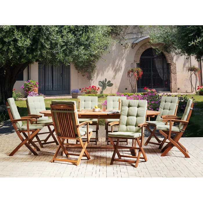 Garden Dining Set 8 Seater MAUI PREMIUM Acacia Wood Light Green