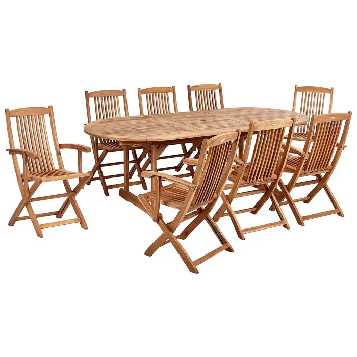 Garden Dining Set 8 Seater MAUI PREMIUM Acacia Wood Light Green