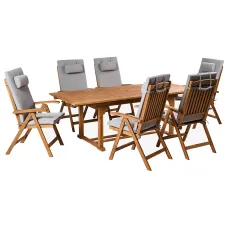 Garden Dining Set 6 Seater JAVA PREMIUM Acacia Wood Light Grey