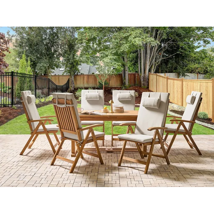 Garden Dining Set 6 Seater JAVA PREMIUM Acacia Wood Taupe