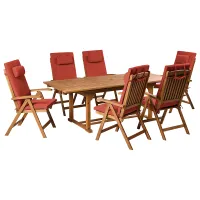 Garden Dining Set 6 Seater JAVA PREMIUM Acacia Wood Red
