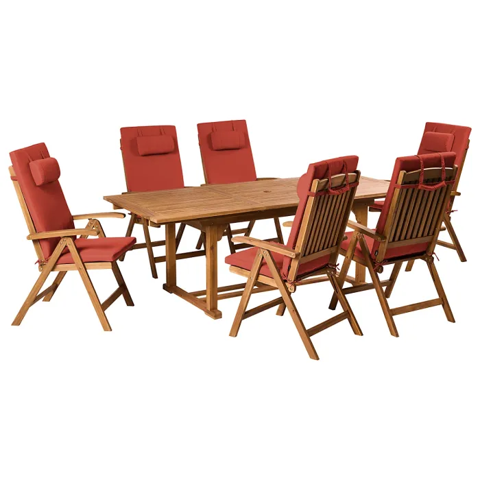 Garden Dining Set 6 Seater JAVA PREMIUM Acacia Wood Red