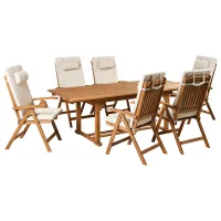 Garden Dining Set 6 Seater JAVA PREMIUM Acacia Wood Light Beige