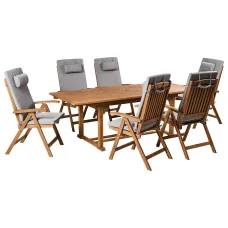 Garden Dining Set 6 Seater JAVA PREMIUM Acacia Wood Grey Melange