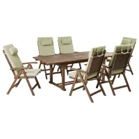 Garden Dining Set 6 Seater AMANTEA PREMIUM Acacia Wood Green